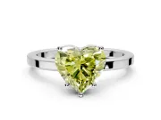 Hidden Halo Engagement Ring Setting for Fancy Yellow Heart-Shaped Center with Wide Flat Plain Band and Prong Head in White Gold