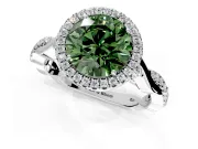 Halo Engagement Ring Setting for Fancy Green Round Cut Center with Twist Band and Prong Head in White Gold