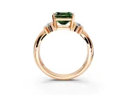 Solitaire Engagement Ring Setting for Fancy Green Asscher Cut Center with Grooved Bar Accent Band and Prong Head in Rose Gold