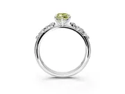 Cluster Engagement Ring Setting for Fancy Yellow Marquise Center with Round Cut Accent Band and Prong Head in Platinum