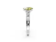 5 Stone Engagement Ring Setting for Fancy Yellow Oval Center with Plain Band and Prong Head in White Gold