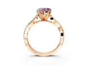 Solitaire Engagement Ring Setting for Fancy Pink Heart-Shaped Center with Twisted Pave Split Shank and Prong Head in Rose Gold