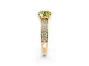 Solitaire Engagement Ring Setting for Fancy Yellow Round Cut Center with Multi-Row Pave Accents and Basket Head in Yellow Gold