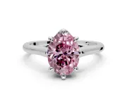 Solitaire Engagement Ring Setting for Fancy Pink Oval Center with Cathedral Band and Prong Head in Platinum