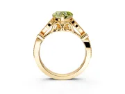 Solitaire Engagement Ring Setting for Fancy Yellow Heart-Shaped Center with Marquise and Bezel Accents and Prong Head in Yellow Gold