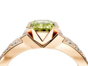 Bezel Engagement Ring Setting for Fancy Yellow Emerald Cut Center with Wide Channel-Set Band and Bezel Head in Rose Gold