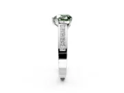 Solitaire Engagement Ring Setting for Fancy Green Heart-Shaped Center with Princess Cut Channel Band and Prong Head in White Gold