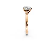 Solitaire Engagement Ring Setting for Heart-Shaped Center with Beaded Shoulders and Prong Head in Rose Gold