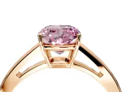 Solitaire Engagement Ring Setting for Fancy Pink Cushion Cut Center with Open Cathedral Shoulders and Prong Head in Rose Gold