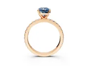 Solitaire Engagement Ring Setting for Fancy Blue Radiant Cut Center with Fine Pave Band and Claw Prong Head in Rose Gold
