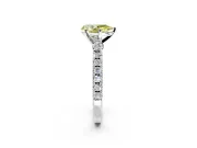 Solitaire Engagement Ring Setting for Fancy Yellow Pear-Shaped Center with Single Row Accent Band and Prong Head in Platinum