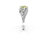 Halo Engagement Ring Setting for Fancy Yellow Pear-Shaped Center with Marquise and Pave Bypass Band and Prong Head in Sterling Silver