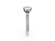 Rope Engagement Ring Setting for Asscher Cut Center with Accent Shoulders and Prong Head in White Gold