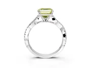Solitaire Engagement Ring Setting for Fancy Yellow Asscher Cut Center with Twisted Pave Split Shank and Prong Head in Sterling Silver