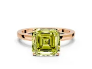 Solitaire Engagement Ring Setting for Fancy Yellow Asscher Cut Center with Thin Rounded Plain Band and Prong Head in Rose Gold