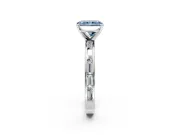 Solitaire Engagement Ring Setting for Fancy Blue Radiant Cut Center with Channel Baguette Band and Prong Head in Platinum