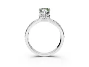 Solitaire Engagement Ring Setting for Fancy Green Pear-Shaped Center with Raised Channel Band and Prong Head in Sterling Silver