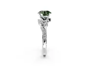 Solitaire Engagement Ring Setting for Fancy Green Round Cut Center with Marquise Accent Twist Band and Prong Head in Platinum