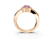 Halo Engagement Ring Setting for Fancy Pink Cushion Cut Center with Wide Band, Inlaid Accent Row and Prong Head in Rose Gold
