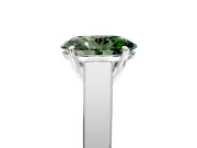 Solitaire Engagement Ring Setting for Fancy Green Oval Center with Tapered Split Shoulders and Prong Head in Sterling Silver