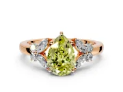 Solitaire Engagement Ring Setting for Fancy Yellow Pear-Shaped Center with Marquise Flower Shoulders and Prong Head in Rose Gold