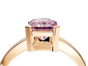 Solitaire Engagement Ring Setting for Fancy Pink Radiant Cut Center with Plain Band and Flat Tab Prong Head in Rose Gold