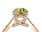 Solitaire Engagement Ring Setting for Fancy Yellow Round Cut Center with Widening Pave Band and Claw Prong Head in Rose Gold