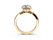 Solitaire Engagement Ring Setting for Heart-Shaped Center with Beaded Shoulders and Prong Head in Yellow Gold