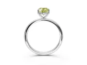 Hidden Halo Engagement Ring Setting for Fancy Yellow Oval Center with Thin Round-Wire Band and Prong Head in Platinum