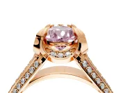 Solitaire Engagement Ring Setting for Fancy Pink Pear-Shaped Center with Accented Split Shank and Prong Head in Rose Gold