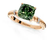 Rope Engagement Ring Setting for Fancy Green Cushion Cut Center with Accent Shoulders and Prong Head in Rose Gold