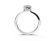 Hidden Halo Engagement Ring Setting for Radiant Cut Center with Wide Flat Plain Band and Prong Head in Sterling Silver
