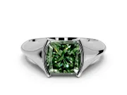 Tension Engagement Ring Setting for Fancy Green Princess Cut Center with Wide Tapered Band and Tension Head in Platinum