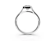 Solitaire Engagement Ring Setting for Emerald Cut Center with V Split Shank and Bezel Head in Platinum