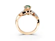 Halo Engagement Ring Setting for Fancy Green Marquise Center with Marquise and Pave Bypass Band and Prong Head in Rose Gold