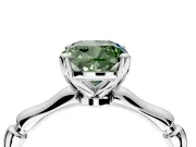 Solitaire Engagement Ring Setting for Fancy Green Cushion Cut Center with Bamboo Band and Prong Head in Sterling Silver