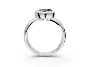Solitaire Engagement Ring Setting for Fancy Blue Heart-Shaped Center with Wide Band and Bezel Head in Platinum