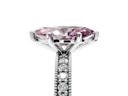 Milgrain Pave Engagement Ring Setting for Fancy Pink Marquise Center with Accent Band and Prong Head in Platinum
