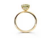 Hidden Halo Engagement Ring Setting for Fancy Yellow Princess Cut Center with Thin Round-Wire Band and Prong Head in Yellow Gold