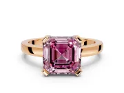 Solitaire Engagement Ring Setting for Fancy Pink Asscher Cut Center with Plain Band and Flat Tab Prong Head in Rose Gold