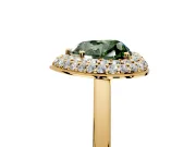 Halo Engagement Ring Setting for Fancy Green Heart-Shaped Center with Plain Tapered Band and Prong Head in Yellow Gold