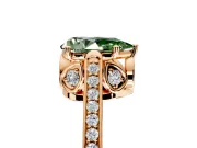Cathedral Engagement Ring Setting for Fancy Green Pear-Shaped Center with Antique-Style Pave Band and Prong Head in Rose Gold
