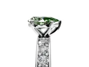 Solitaire Engagement Ring Setting for Fancy Green Pear-Shaped Center with Channel-Set Accents and Prong Head in Platinum