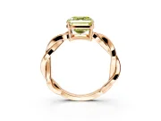 Solitaire Engagement Ring Setting for Fancy Yellow Asscher Cut Center with Twisted Pave Band and Prong Head in Rose Gold