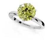 Solitaire Engagement Ring Setting for Fancy Yellow Round Cut Center with Plain Band and Tulip Prong Head in Sterling Silver