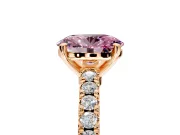 Solitaire Engagement Ring Setting for Fancy Pink Oval Center with Single Row Accent Band and Prong Head in Rose Gold
