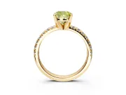 Solitaire Engagement Ring Setting for Fancy Yellow Cushion Cut Center with Large Accents and Prong Head in Yellow Gold