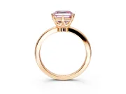 Solitaire Engagement Ring Setting for Fancy Pink Asscher Cut Center with Plain Band and Tulip Prong Head in Rose Gold