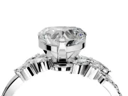 Solitaire Engagement Ring Setting for Heart-Shaped Center with Marquise Accent Twist Band and Prong Head in Platinum