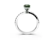 Open Basket Engagement Ring Setting for Fancy Green Radiant Cut Center with Pave Band and Prong Head in Sterling Silver